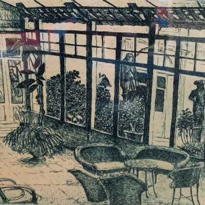 GravurE (1/40) signé Inari Krohn 1982, 31x31cm avec le cadre, 14,5x14 VENDU