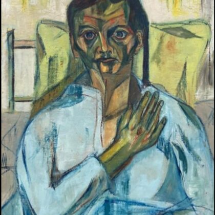 Portrait d'homme, 1958 Huile sur toile, signée et datée en bas à gauche Marie-Geneviève Ha