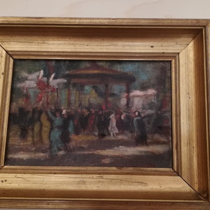 Huile sur panneau Le Kiosque