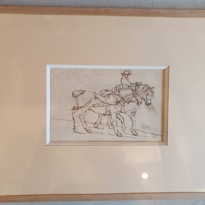 Dessin à l'encre 19e encadré tel un fixé sous verre VENDU