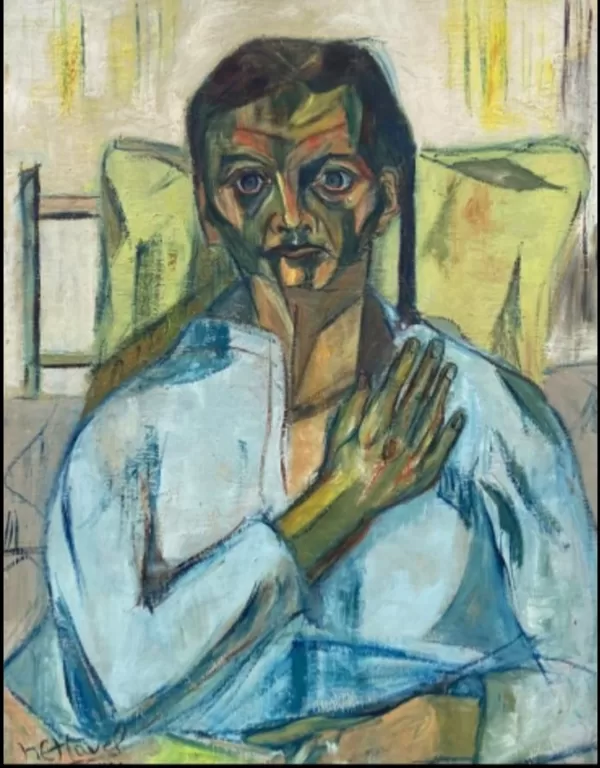 Portrait d'homme, 1958 Huile sur toile, signée et datée en bas à gauche Marie-Geneviève Ha
