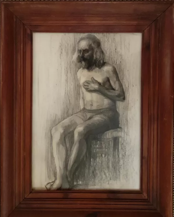 Dessin au fusain Lucienne PAGEOT ROUSSEAUX années 20 60X50 cadre inclus 350 Euros