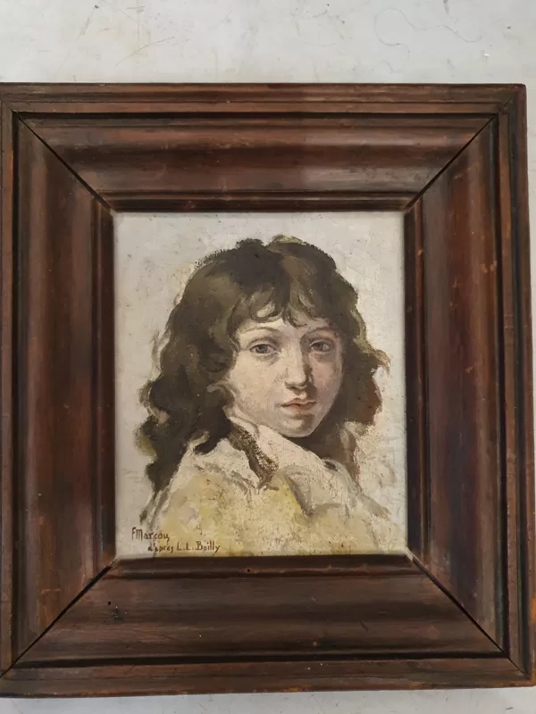 Huile sur panneau 22x20 cm Jeune homme de qualité Copie de F Marcou VENDU