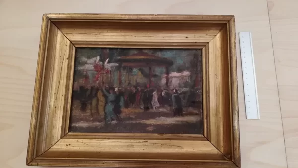 Huile sur panneau Le Kiosque