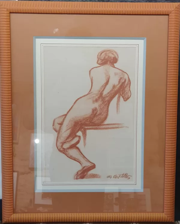 Sanguine Etude de femme signée André Eugène Costilhes (1865-1940) 19x28 à vue 37x47 