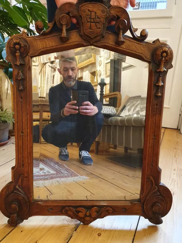 Miroir bois baroque verre bisauté XIXe 80cmX60cm VENDU