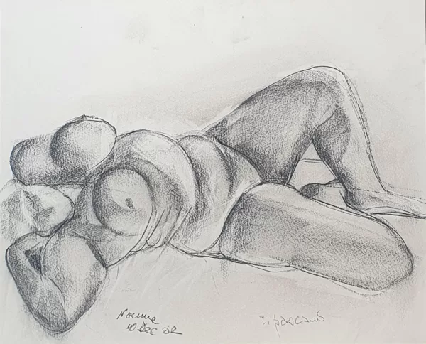 nu allongé craie Noémie 42x35 2002 Raymonde Pascaud